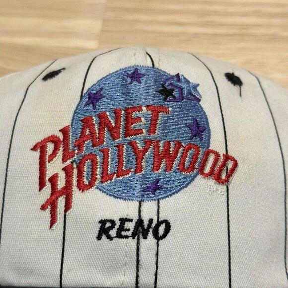 Vintage 90s Planet Hollywood Reno Hat Jail Stripes Snapback - Picture 2 of 4